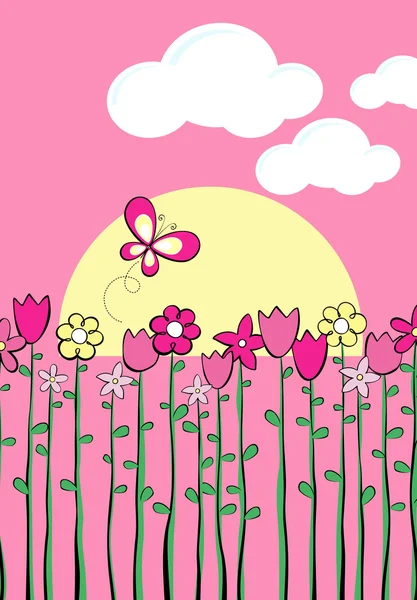 Spring flowers vector background — Stock Vector
