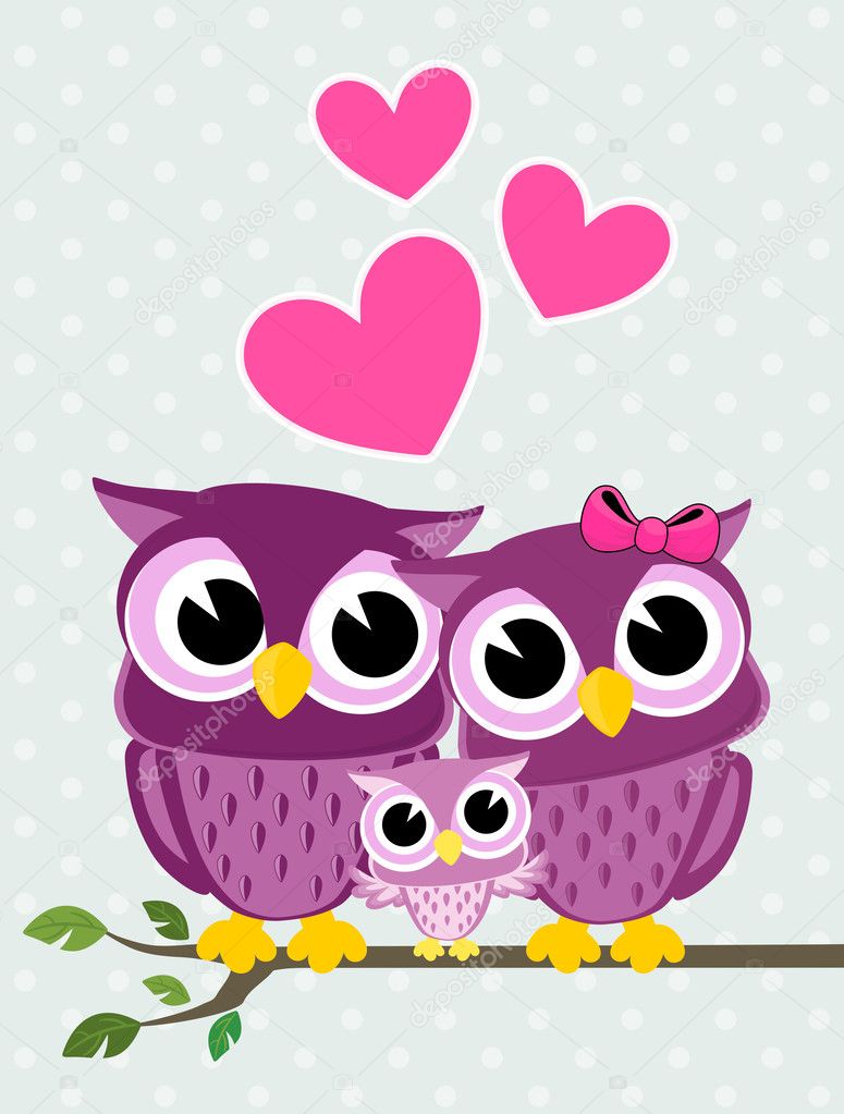 Cute owls family