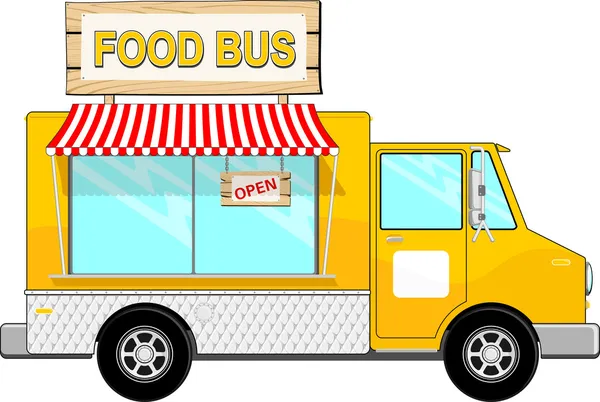 遮阳篷卡通食物巴士 — 图库矢量图片