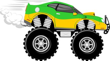 monstertruck yarış araba 4 x 4 çizgi film