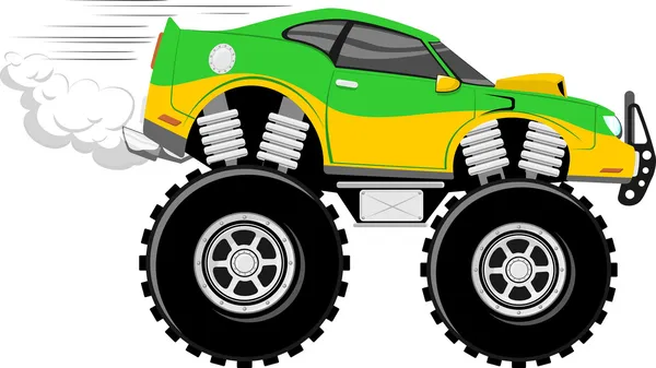 Monstertruck Rennwagen 4x4 Cartoon — Stockvektor