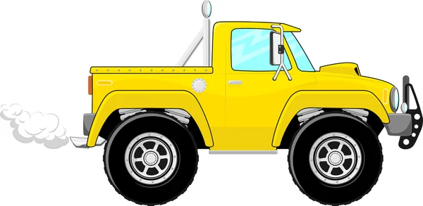 Yellow pickup truck cartoon — Stock Vector