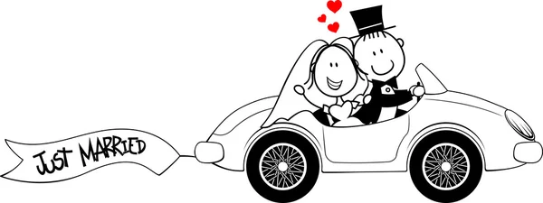 Casamento convidar carro engraçado — Vetor de Stock