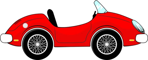 変な赤いコンバーチブル車漫画 — ストックベクタ