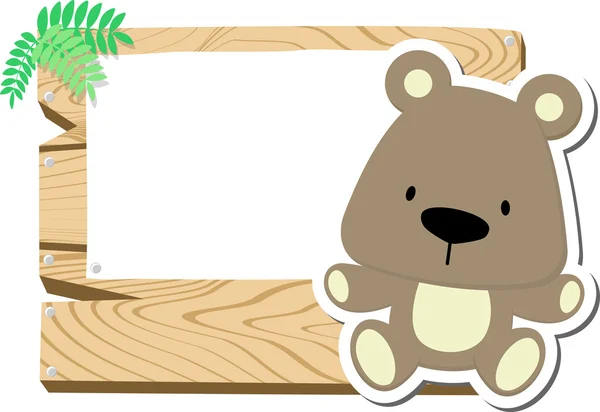 Placa de sinal bonito urso de pelúcia —  Vetores de Stock