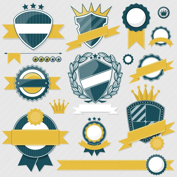 Emblem blank labels and ribbons collection — Stock Vector
