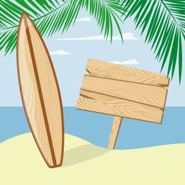 bir plaj surfboardand tabela