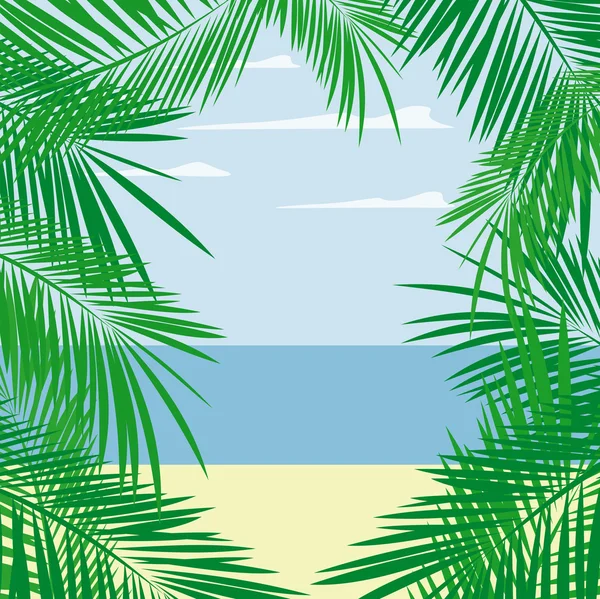 Palmera hojas marco — Vector de stock