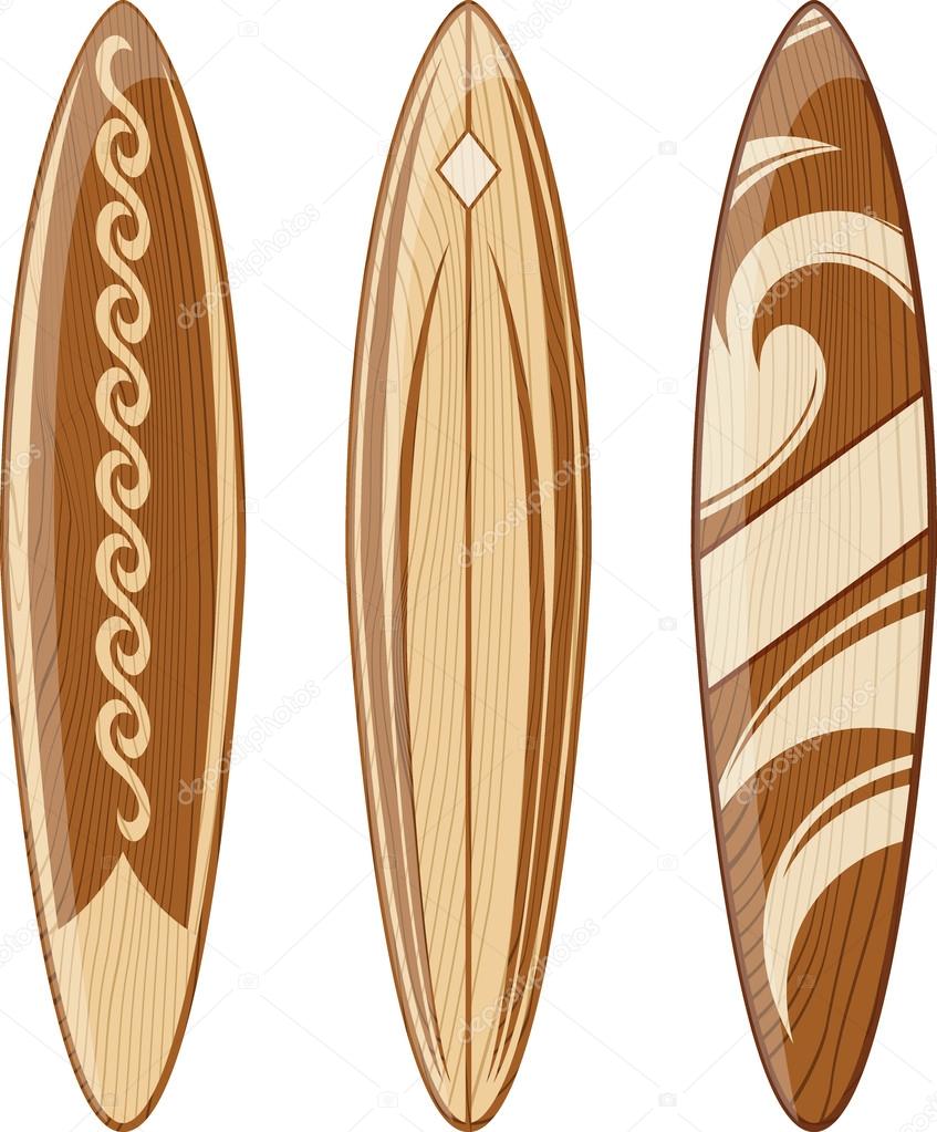 Wooden surfboards vector