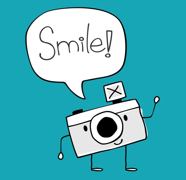 Fotocamera doodle sorriso — Vettoriale Stock