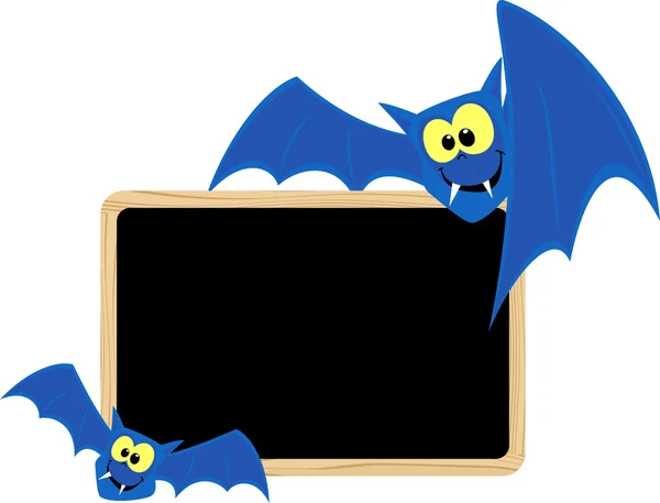 Pipistrelli divertenti con cartello bianco — Vettoriale Stock