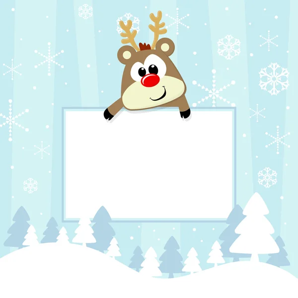 Baby rudolph with blank signboard — Stock Vector