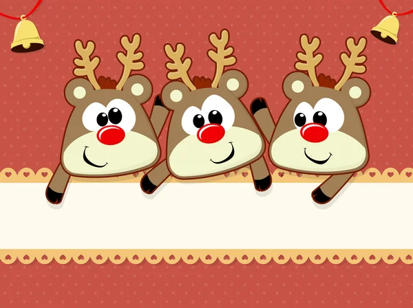 Cute baby reindeers christmas card — Stock Vector