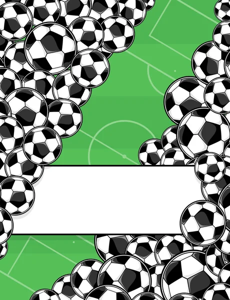 Soccer balls playing field background — Stock Vector