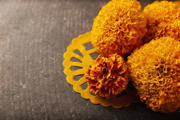 Cempasuchil Πορτοκαλί Λουλούδια Marigold Tagetes Erecta Παραδοσιακά Χρησιμοποιείται Βωμούς Για — Φωτογραφία Αρχείου