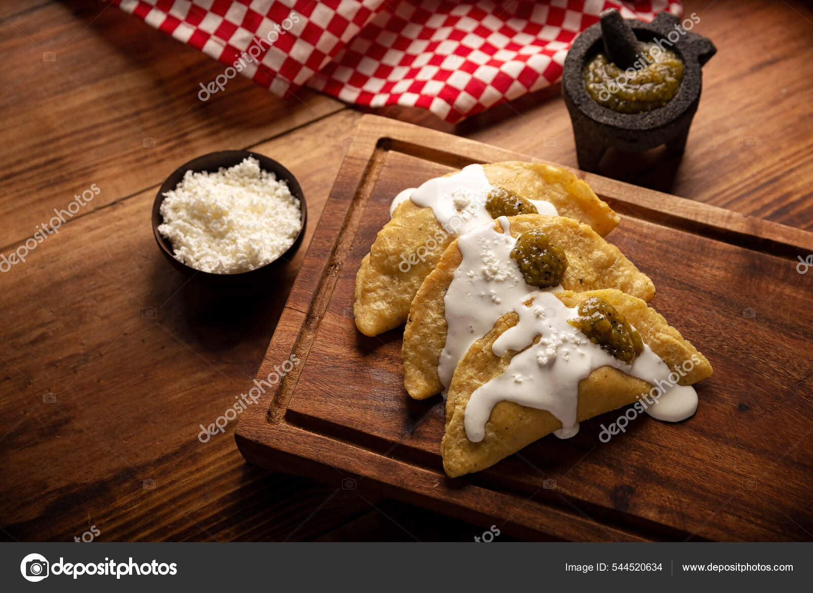 Quesadillas Fritas Traditional Mexican Appetizer Garnacha Stock Photo