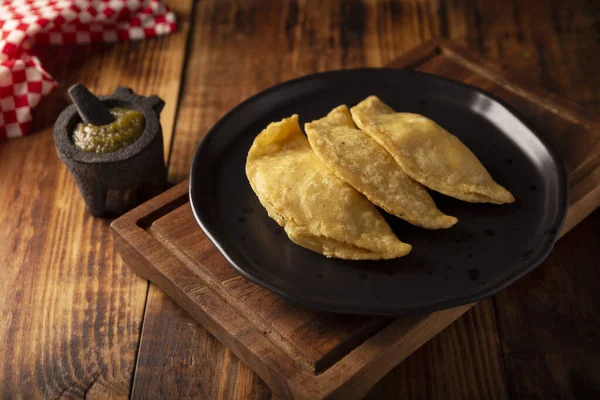 Quesadillas Fritas Aperitivo Mexicano Tradicional Garnacha — Fotografia de Stock