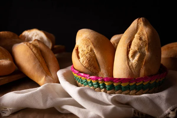 Bolillos Padaria Mexicana Tradicional Pão Branco Comumente Usado Para Acompanhar — Fotografia de Stock