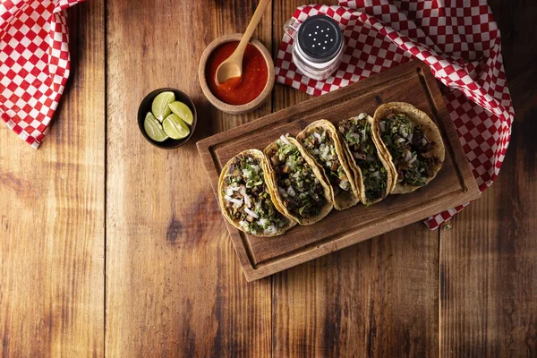 Tacos Suadero Carne Frita Una Tortilla Maíz Comida Callejera Cdmx — Foto de Stock