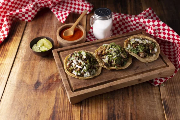 Tacos Suadero Gebakken Vlees Een Maïs Tortilla Straatvoedsel Uit Cdmx — Stockfoto