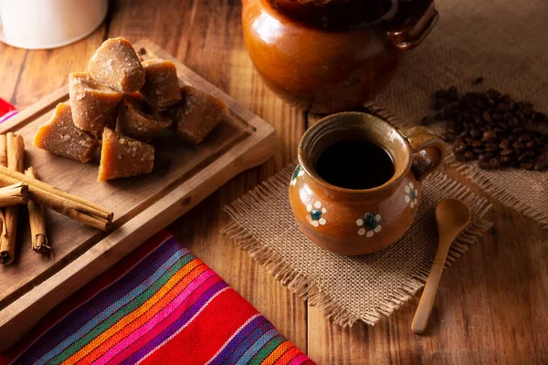 Café Olla Traditionellt Mexikanskt Kaffe Och Grundläggande Ingredienser För Dess — Stockfoto