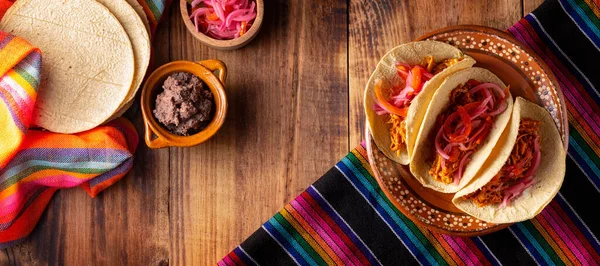 Tacos Cochinita Pibil Typischer Mexikanischer Eintopf Aus Yucatan Hergestellt Aus — Stockfoto