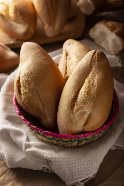 Bolillos Padaria Mexicana Tradicional Pão Branco Comumente Usado Para Acompanhar — Fotografia de Stock