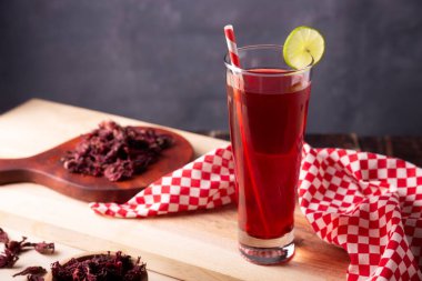 Agua de jamaica. Ibiscus tea made as an infusion from roselle flower (Hibiscus sabdariffa). Can be consumed both hot and cold. Very popular drink in Mexico and many other countries.