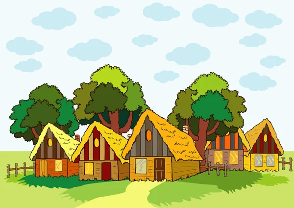 Village houses — Stock Vector