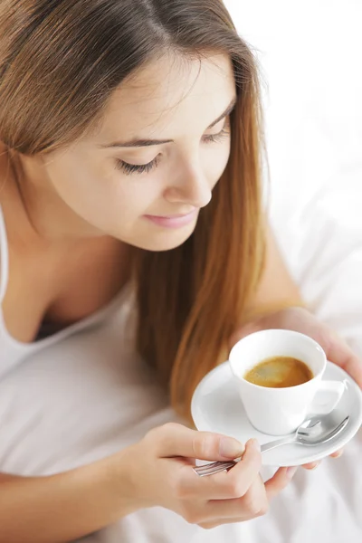 Hot Drink in Bed — Stock Photo, Image