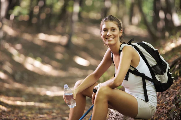 Passeggiatrice nordica femminile — Foto Stock