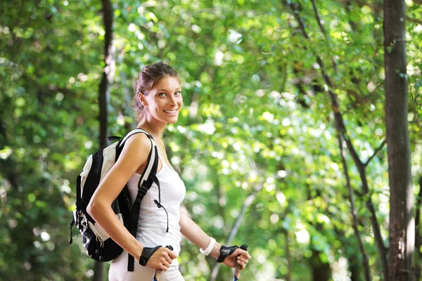 Stavgångpro nordic walking — Stockfoto