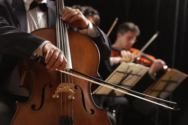 Música clássica, violoncelista e violinista — Fotografia de Stock