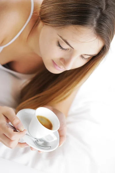 Hot Drink in Bed — Stock Photo, Image
