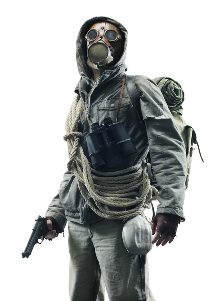 Post apocalyptic survivor in gas mask — Stock Photo, Image