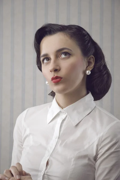 Retrato de bela mulher de negócios retro — Fotografia de Stock