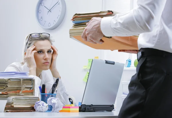 Overworked businesswoman — Stock Photo, Image