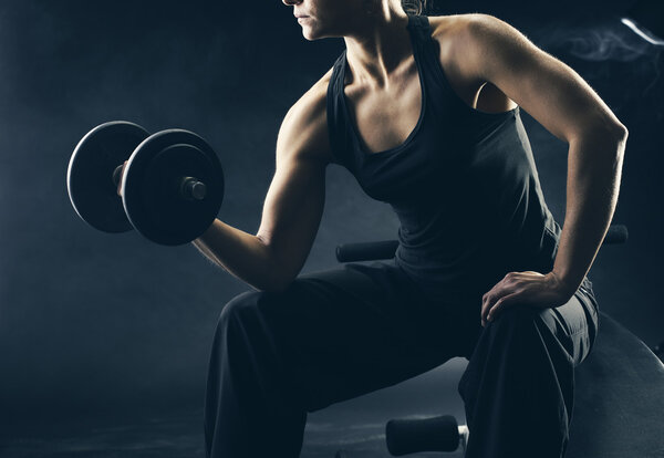 Lifting the dumbbells