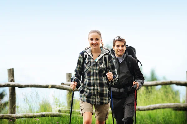 Stavgångpro nordic walking — Stockfoto