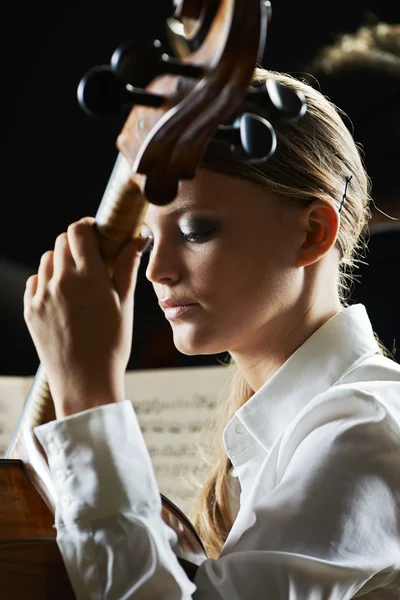 在音乐会中的大提琴手 — 图库照片
