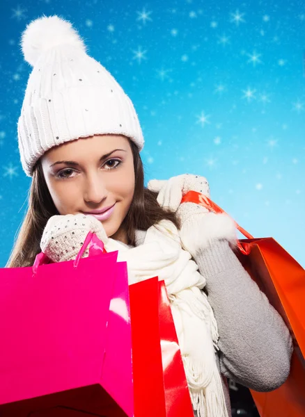 Mujer con bolsas de compras — Foto de Stock