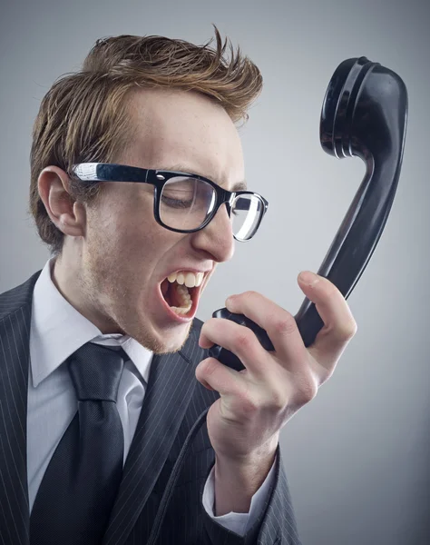 Angry nerd businessman — Stock Photo, Image