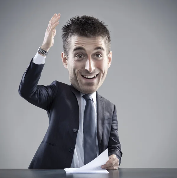 Bizarro hombre de negocios dando un discurso — Foto de Stock