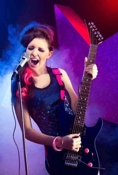 Young beautiful rock star — Stock Photo, Image