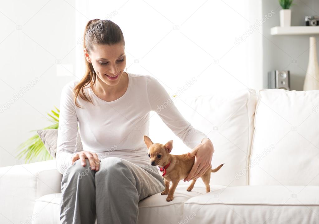 Woman with chihuahua