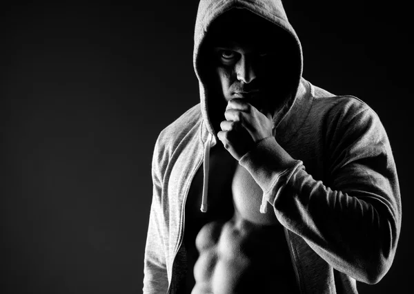 Hooded body builder — Stock Photo, Image