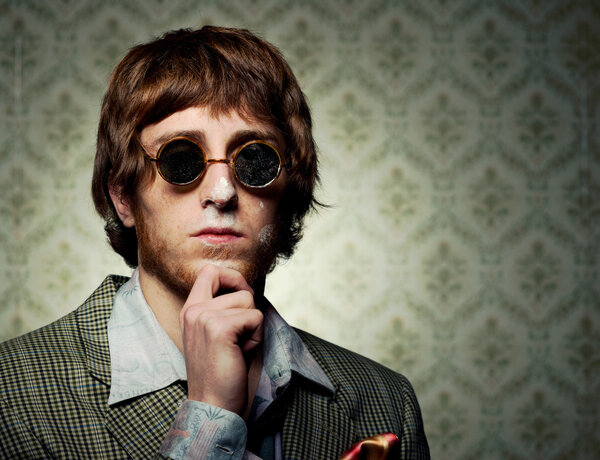 Vintage guy after snorting cocaine.