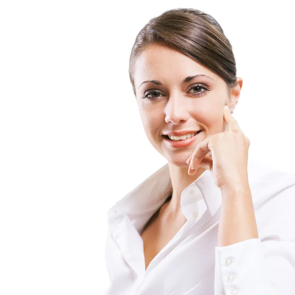 Attractive young woman in white shirt — Stock Photo, Image