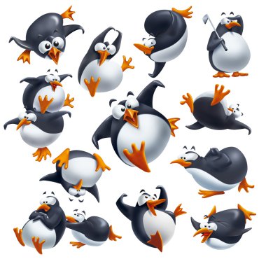 Funny penguins clipart