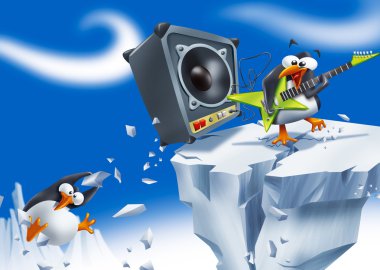yüksek sesle penguen rockstar